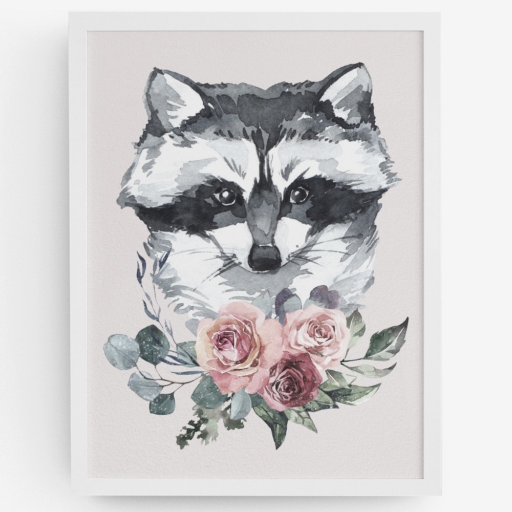 Raccoon Wall Art Watercolor Illustration Print Poster Unframed - Picture 10 of 10